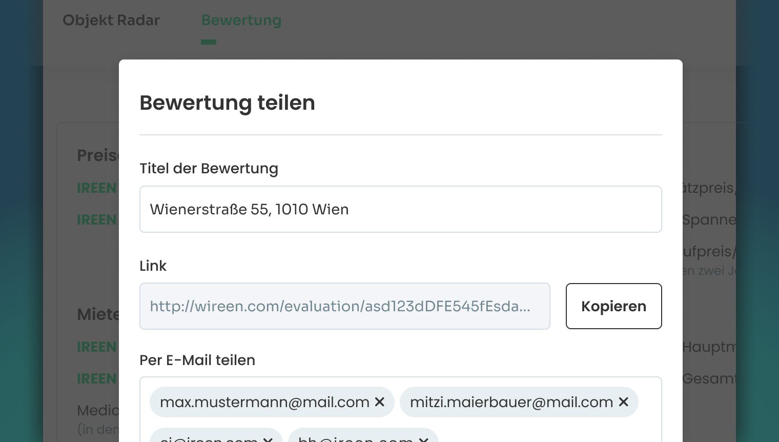 IREEN Bewertung teilen