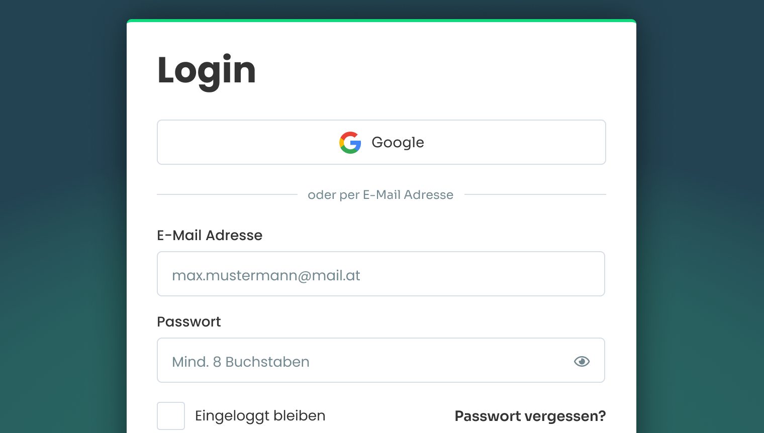 Login und Register Update